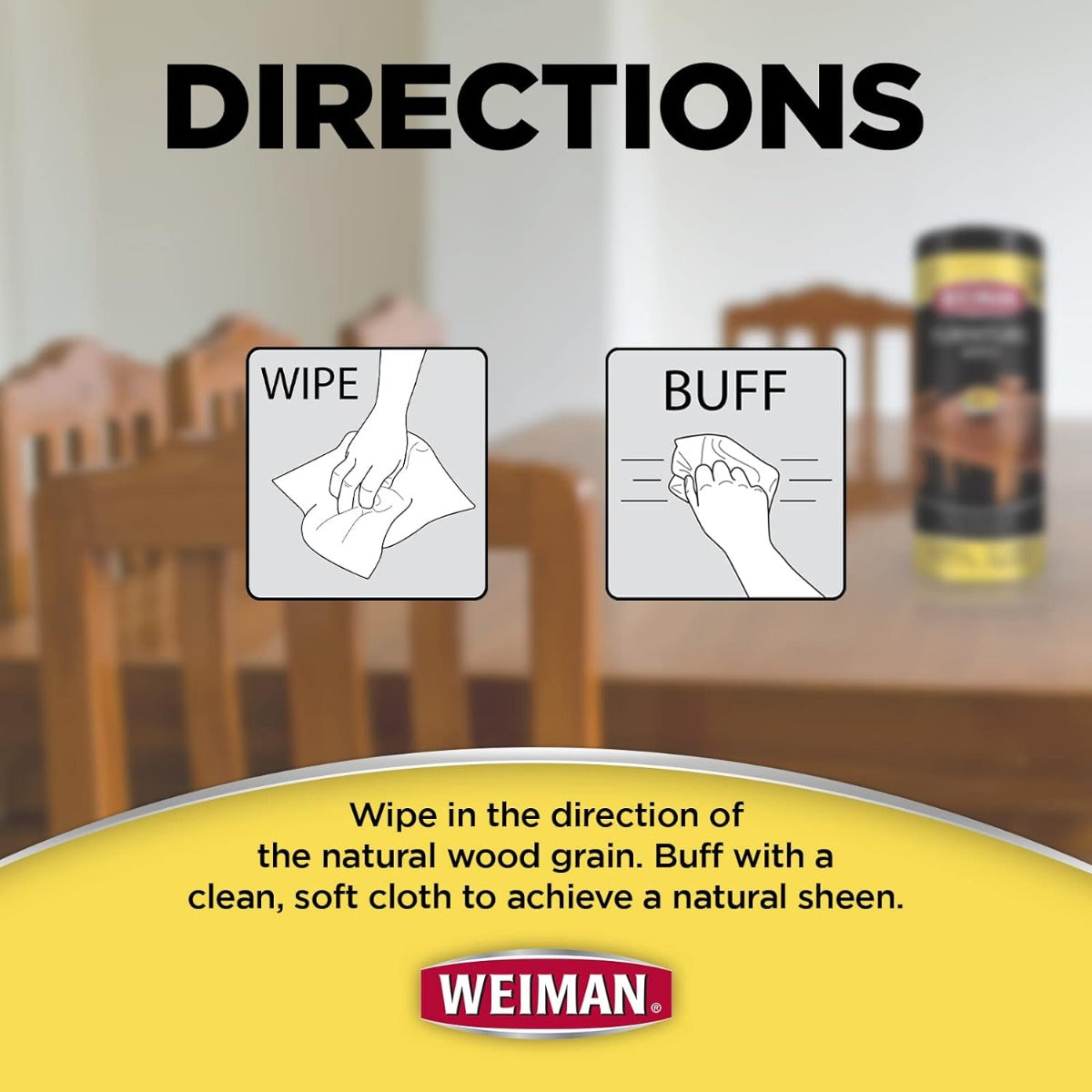 Weimann wood cleaning and polishing wipes