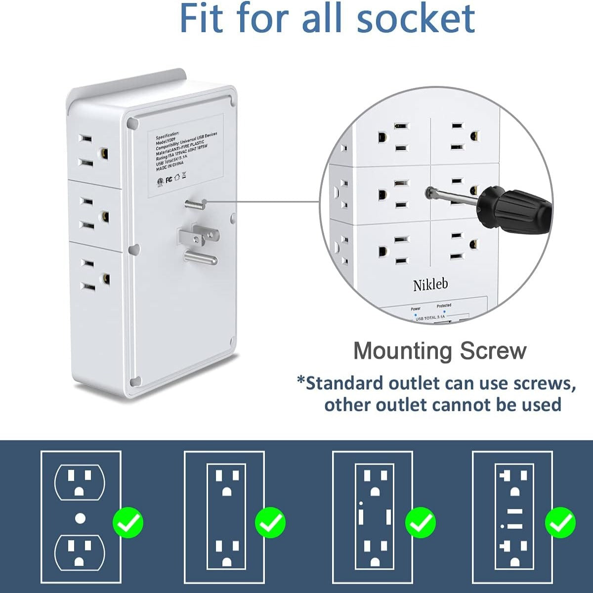 Socket expander Surge protector Nikleb