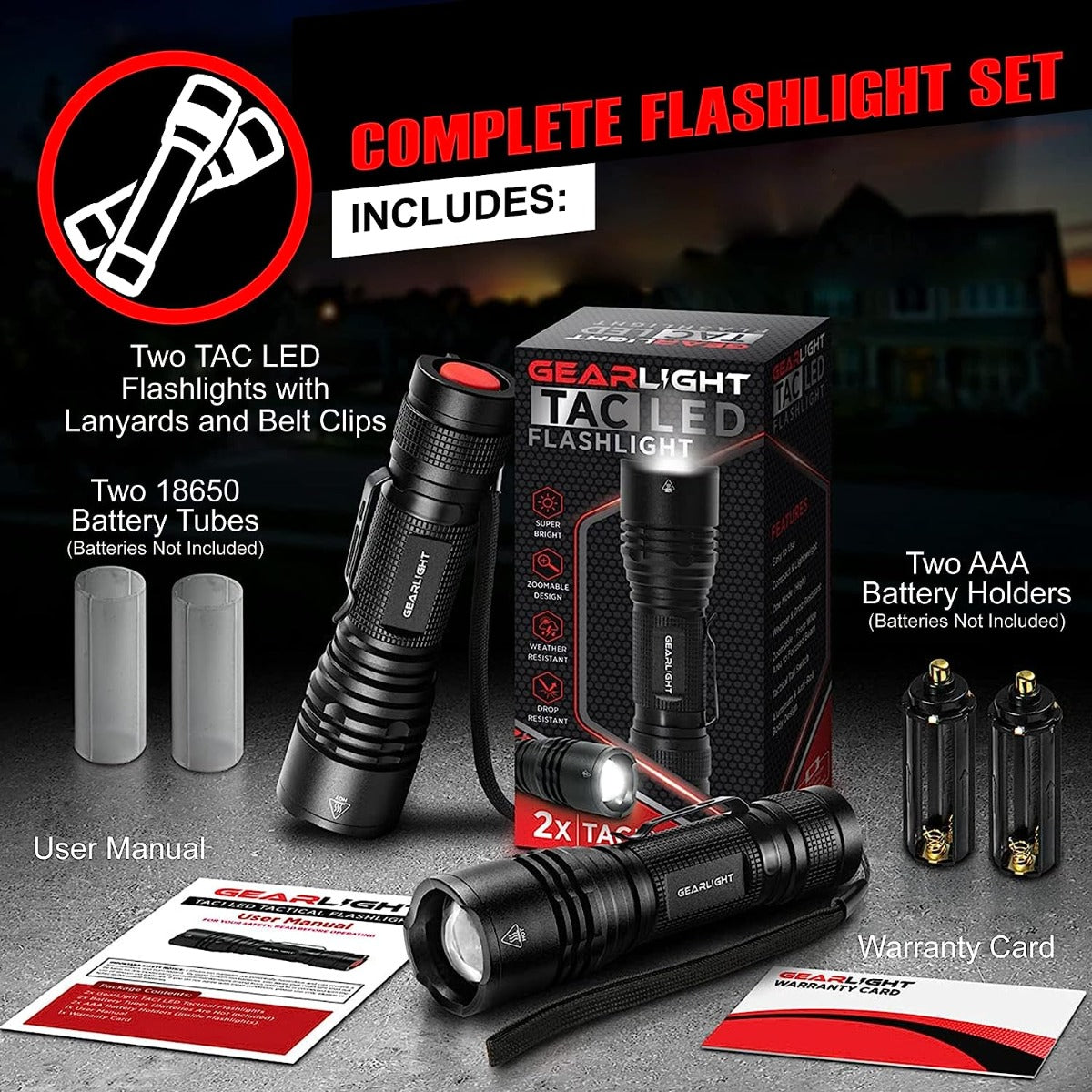 GearLight LED Tactical flashlight with high lumens