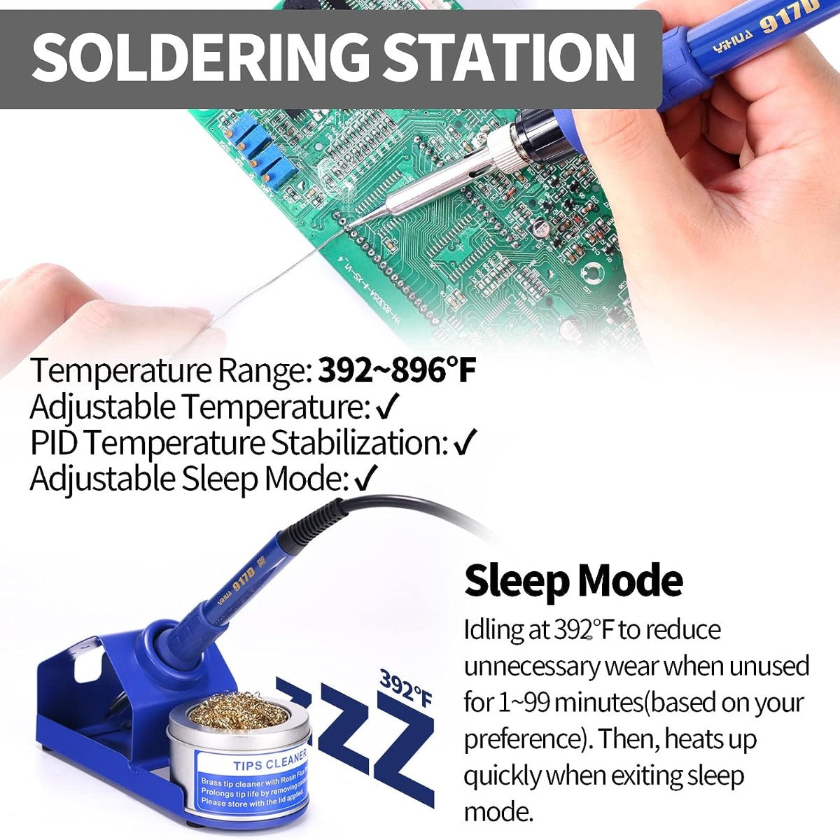 Yihua 853D 2A USB SMD hot air rework soldering iron station