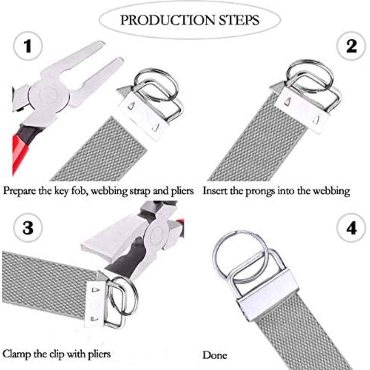 Keychain hardware keychain hardware set, 1 inch 4 color keychain hardware