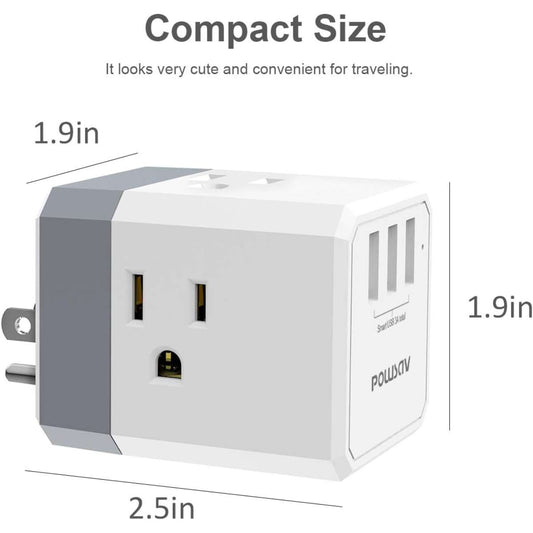 3-socket USB wall charger and extender with 3-way splitter