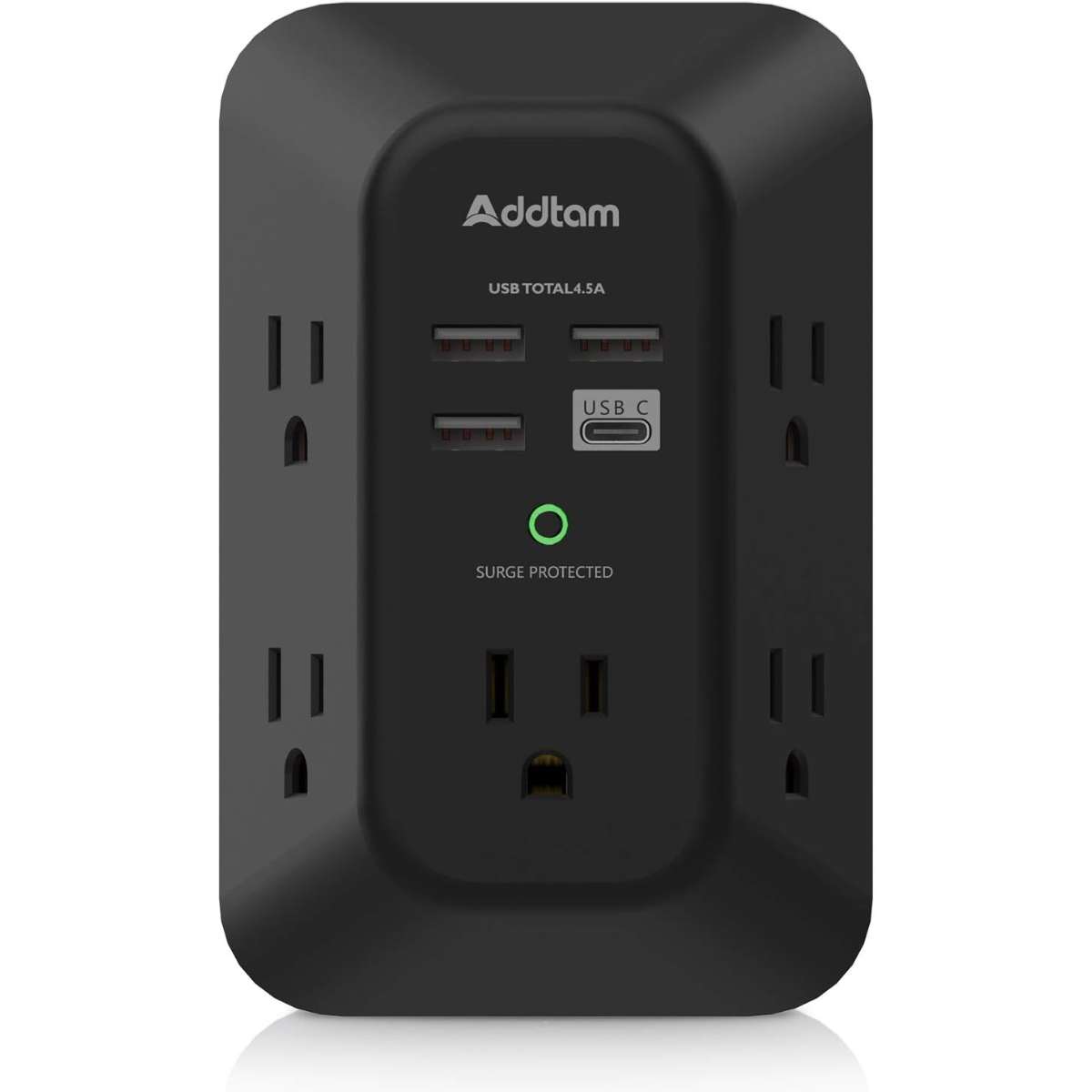 USB Wall Charger Surge Protector - Black