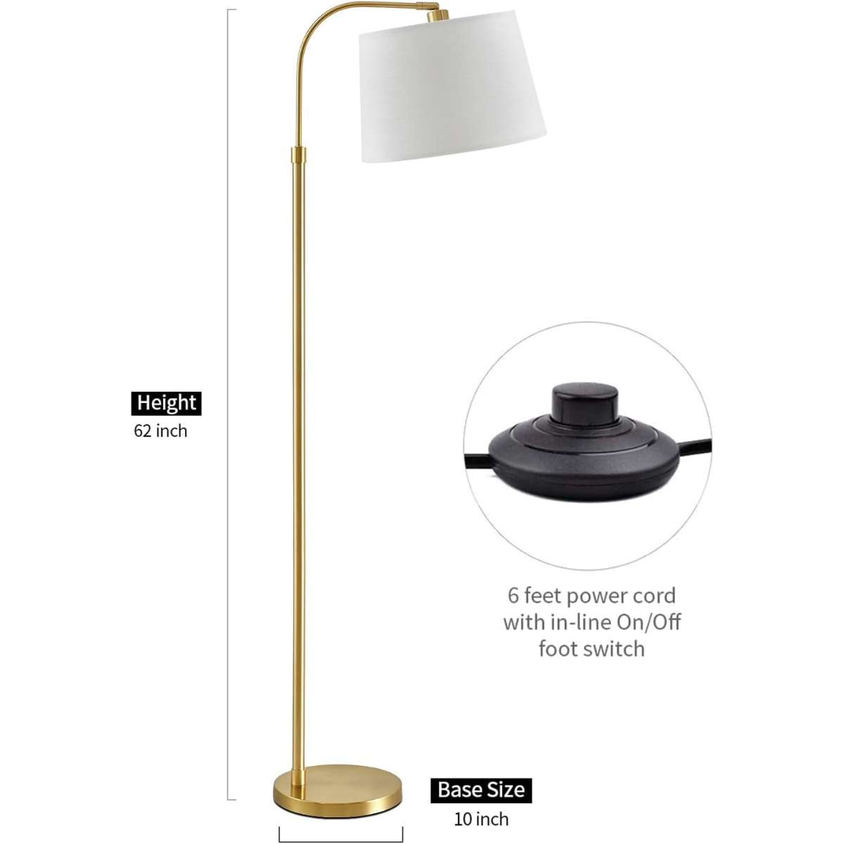 Oneach 62-inch gold floor lamp