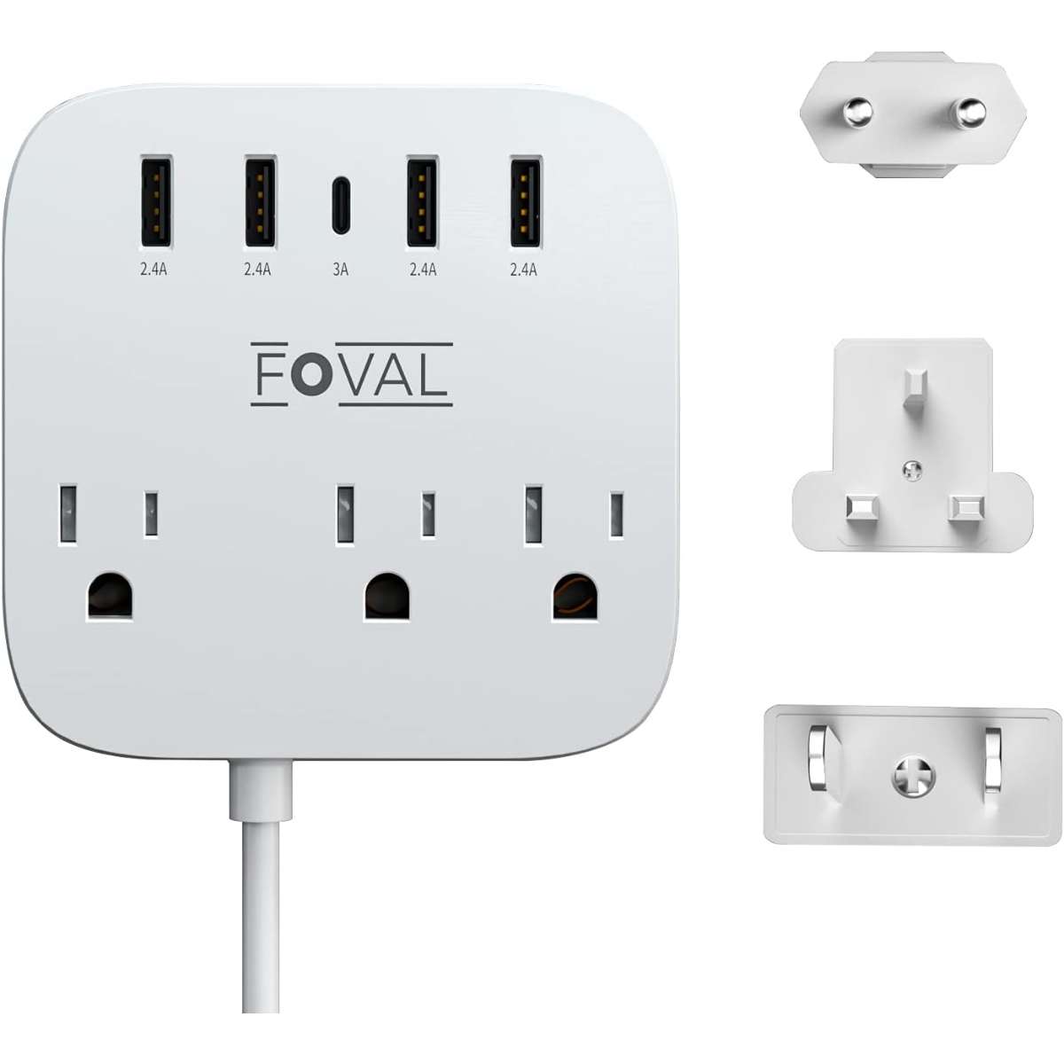 European Travel Plug Adapter, Foval Ouukeus Power Strip