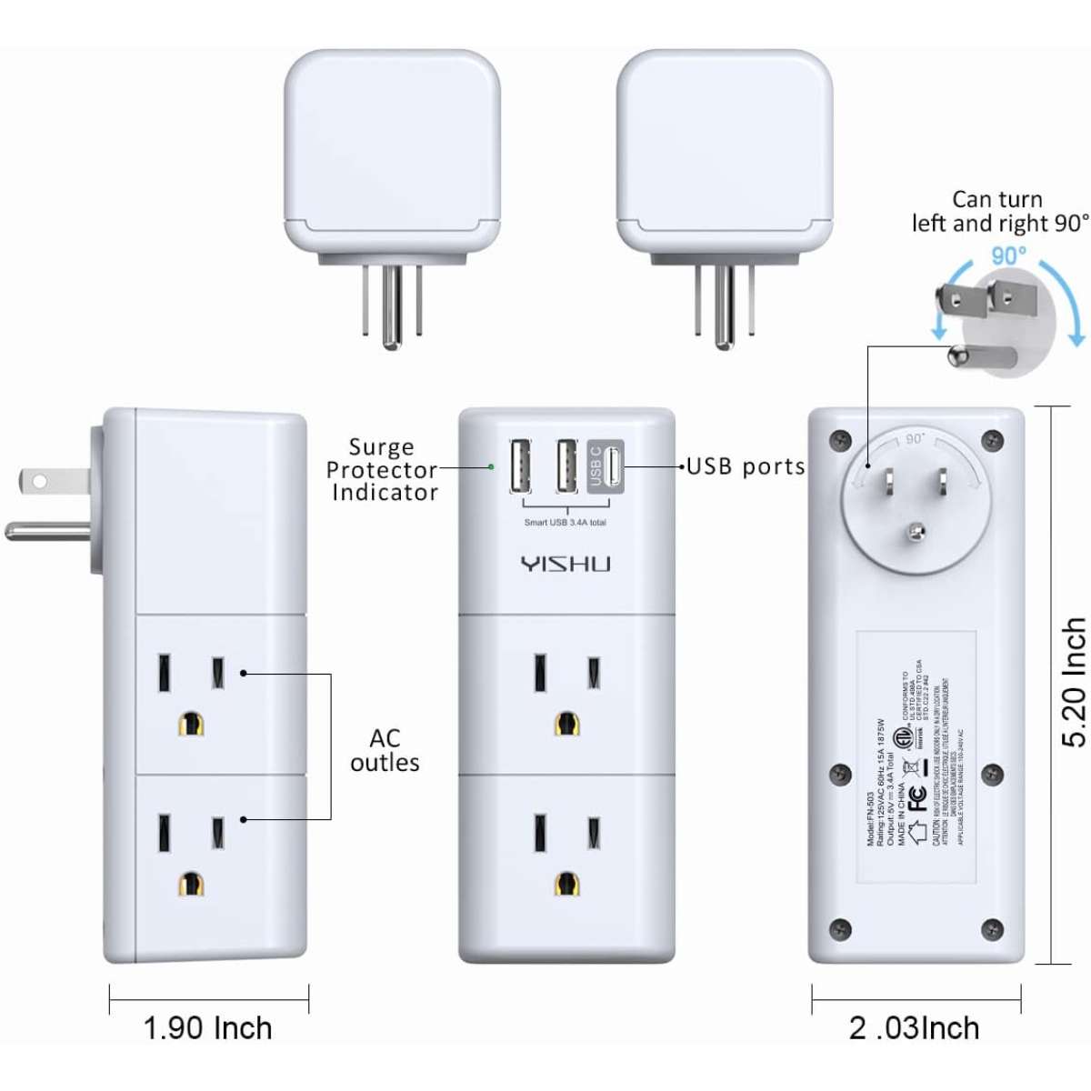 USB Multi-Plug Socket Extender - YISHU