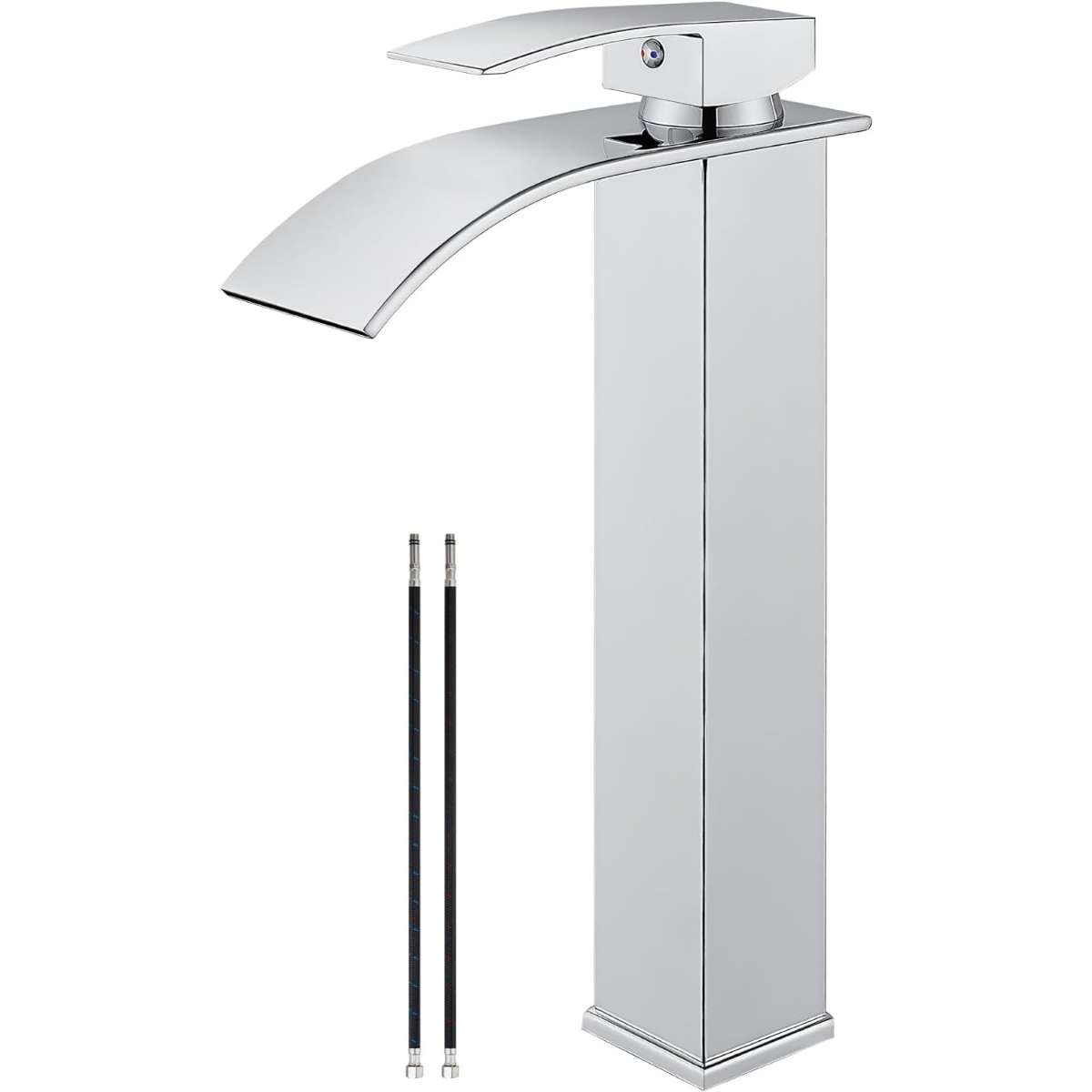 Airuida High bathroom faucet single handle single hole large waterfall spout