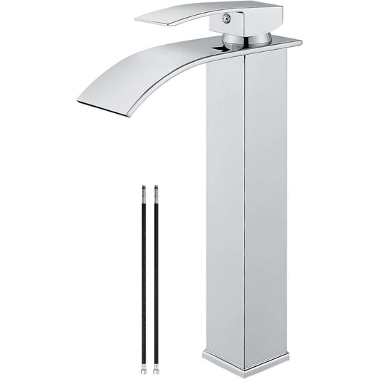 Airuida High bathroom faucet single handle single hole large waterfall spout