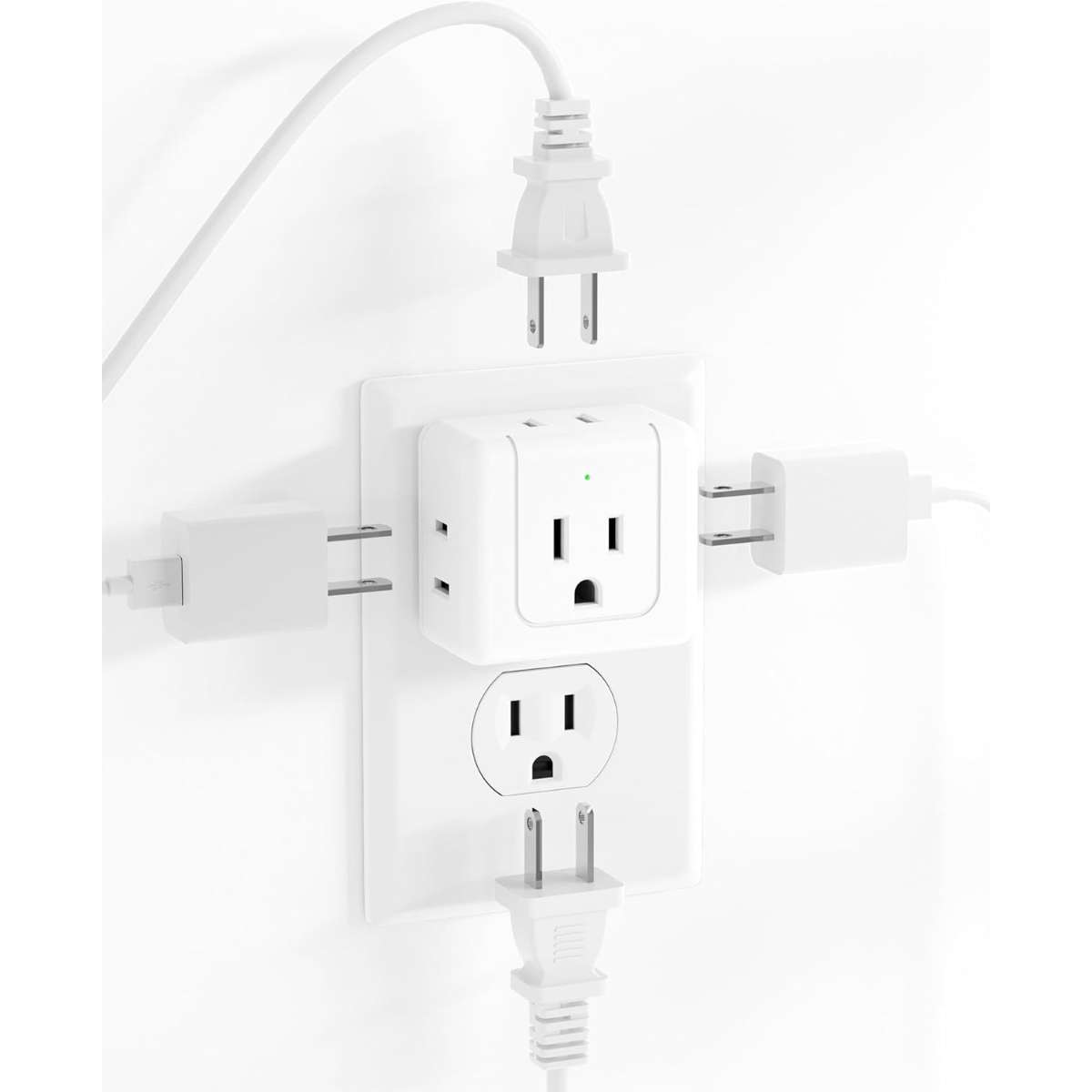 SUPERDANNY【2-Pack】 Multi-Plug Socket Extender, White