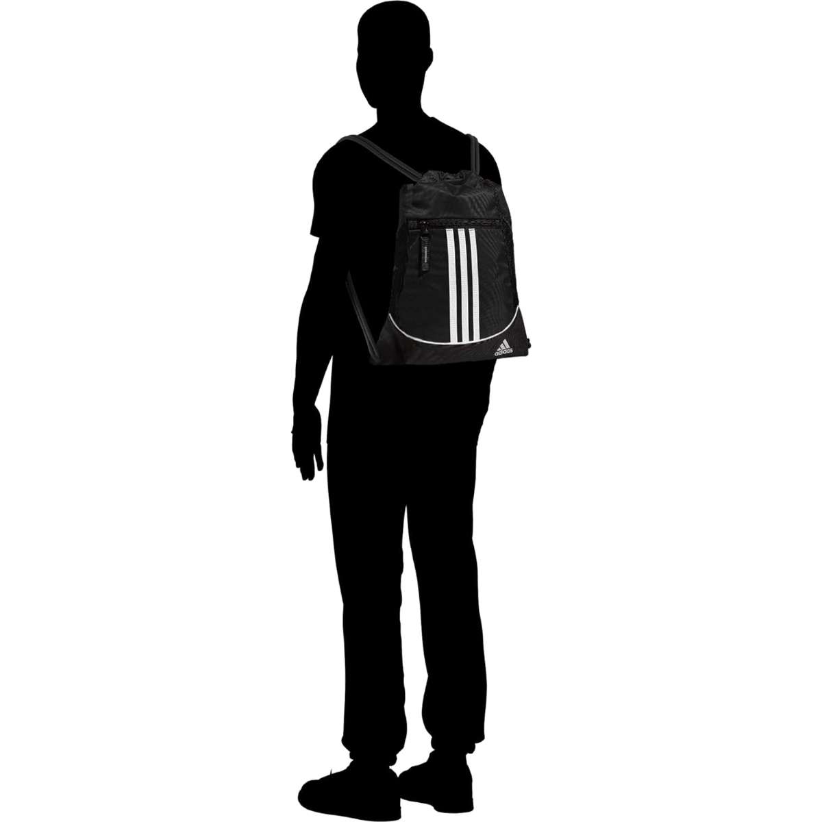 adidas Alliance Sackpack Drawstring Backpack Gym Bag, Silver Green/White, One Size