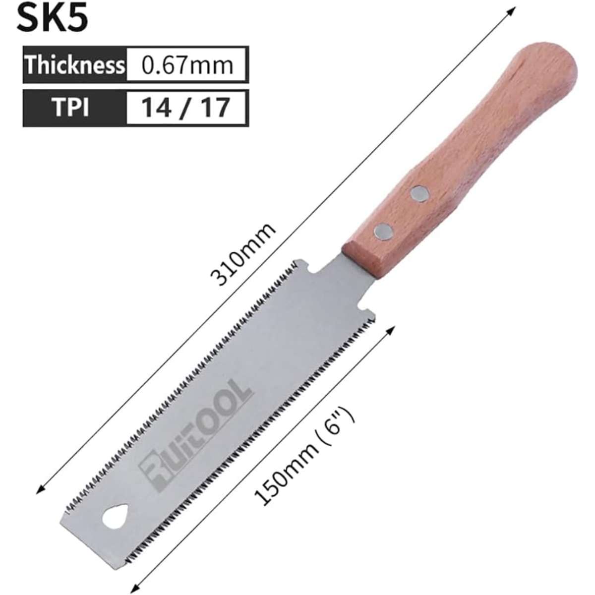 RUITOOL Japanese Hand Saw 6 Inch Double Edge Pull Saw