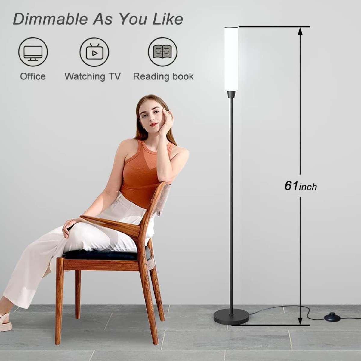 Floor lamp with remote control, (black)