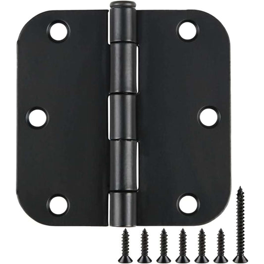 30-pack round matte black door hinges