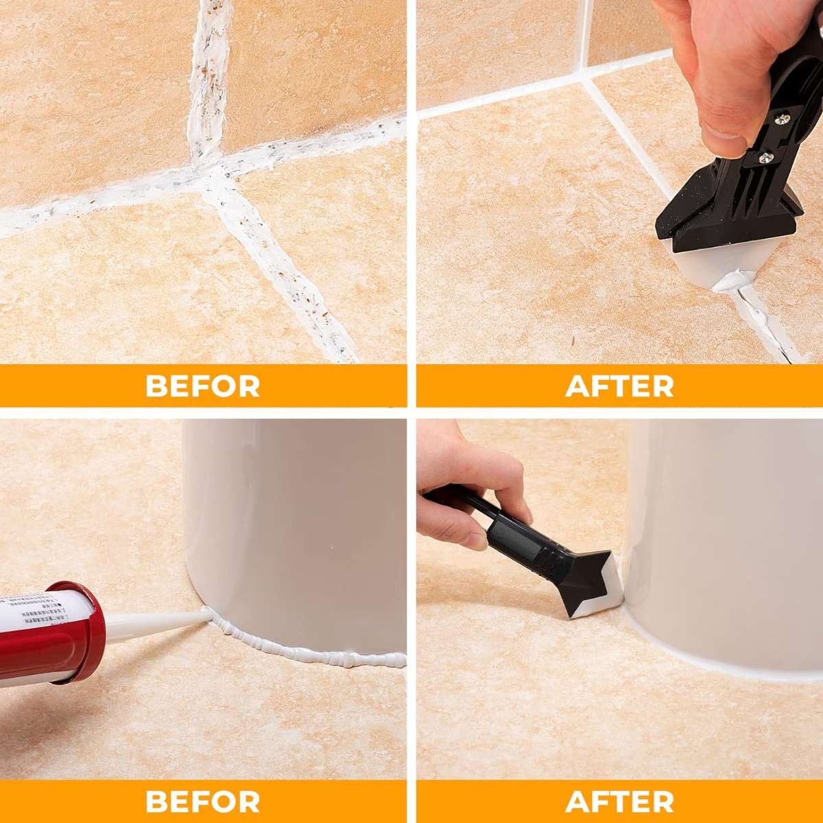 Saker silicone caulking tool