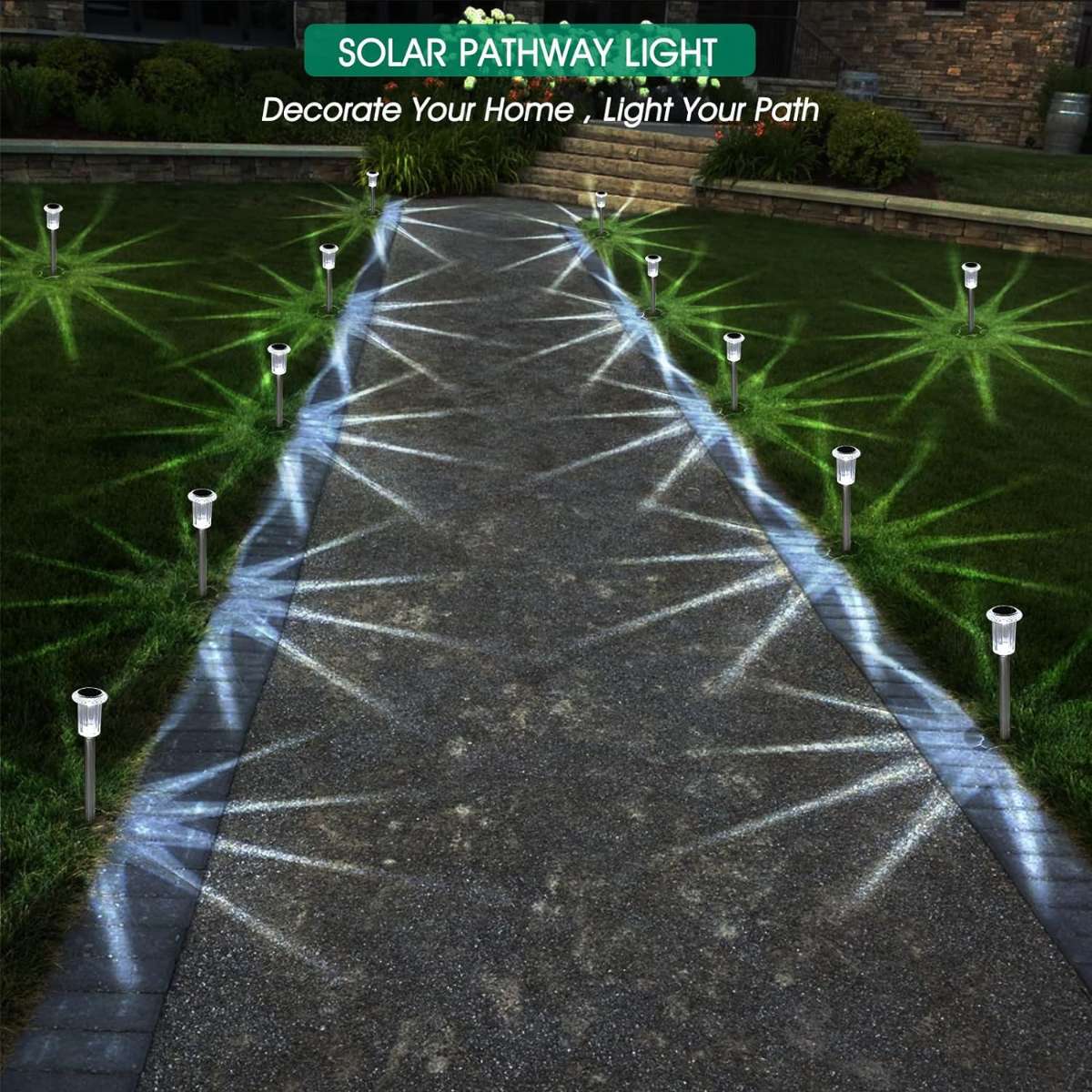 Solar Outdoor Light, 10 Pack Solar Stake Light Cool White