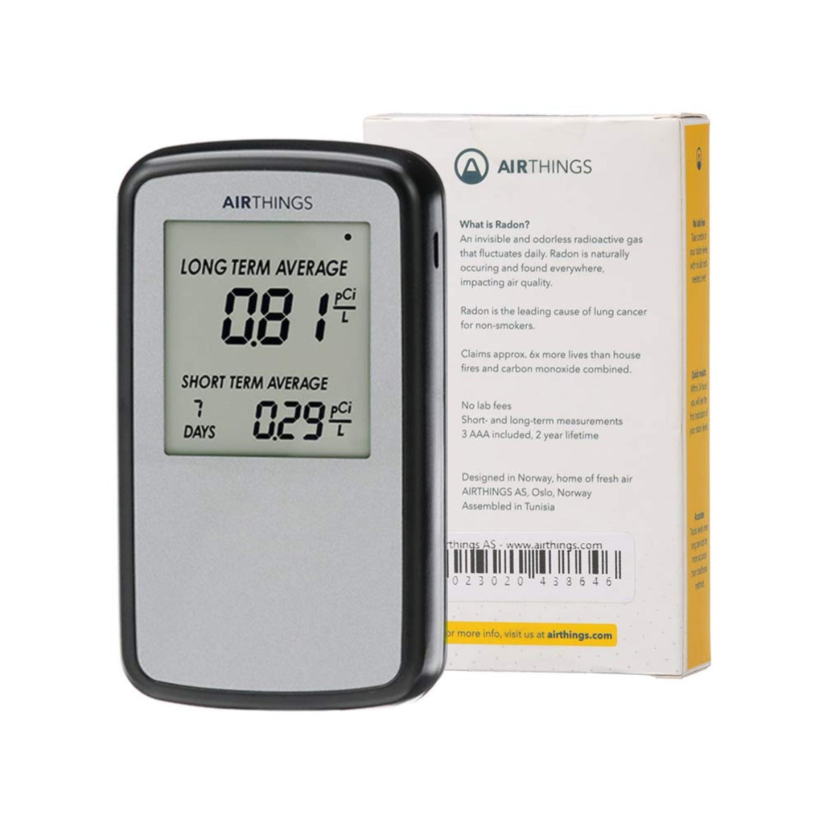 Airthings Corentium Home radon Detector 223 portable