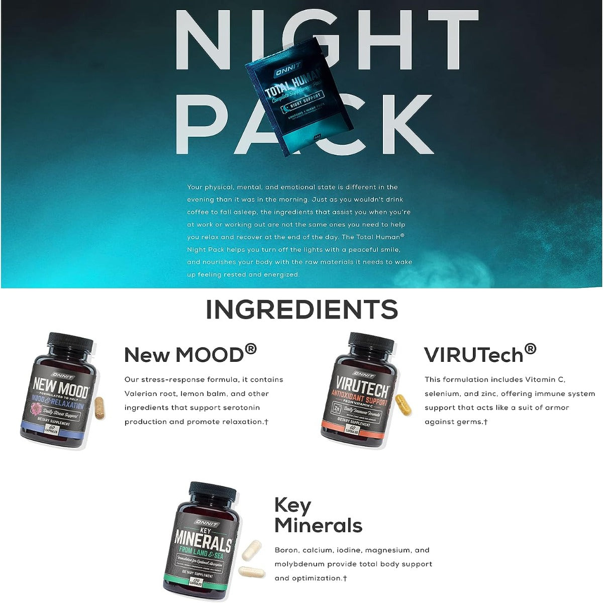 ONNIT Total Human Day and Night Vitamin Packs for Men and Women