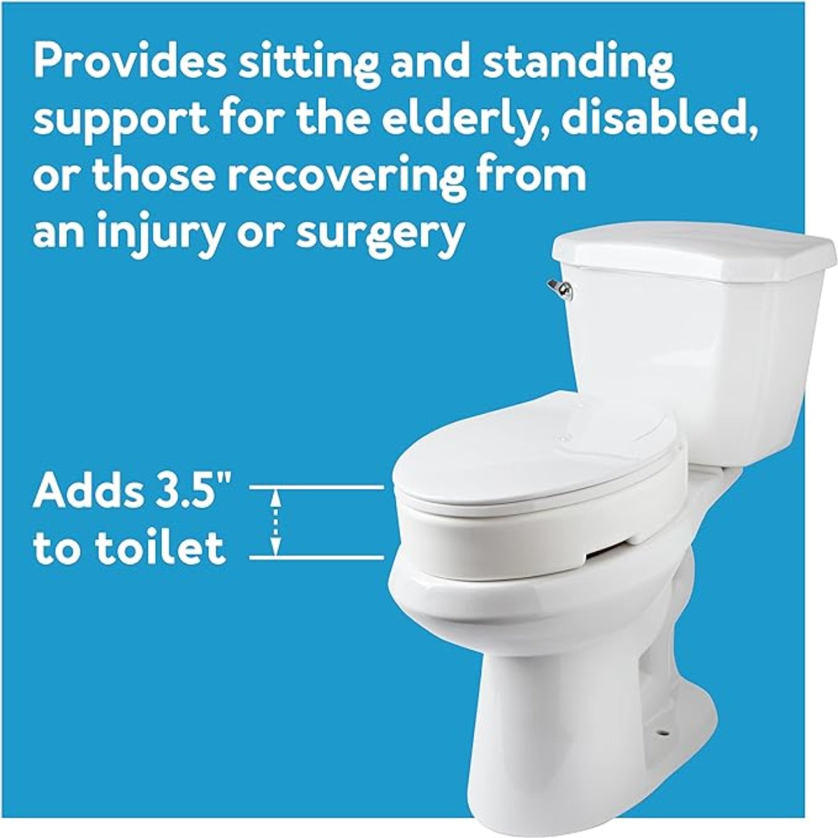Bathroom wipe aid Carex Extended Hinge raises toilet seat