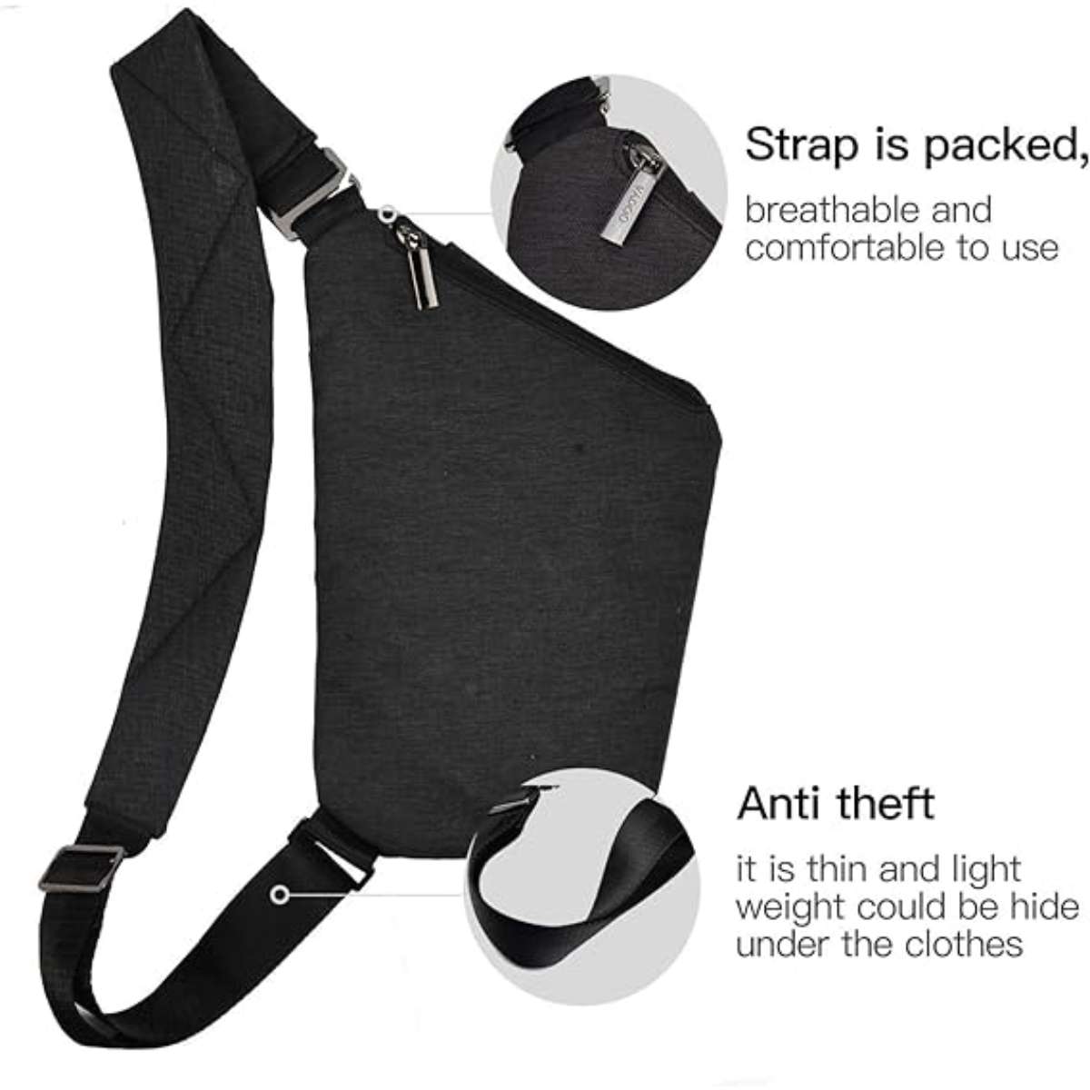 VADOO Sling Bag - Anti-theft Crossbody Shoulder Bag for Men and Women