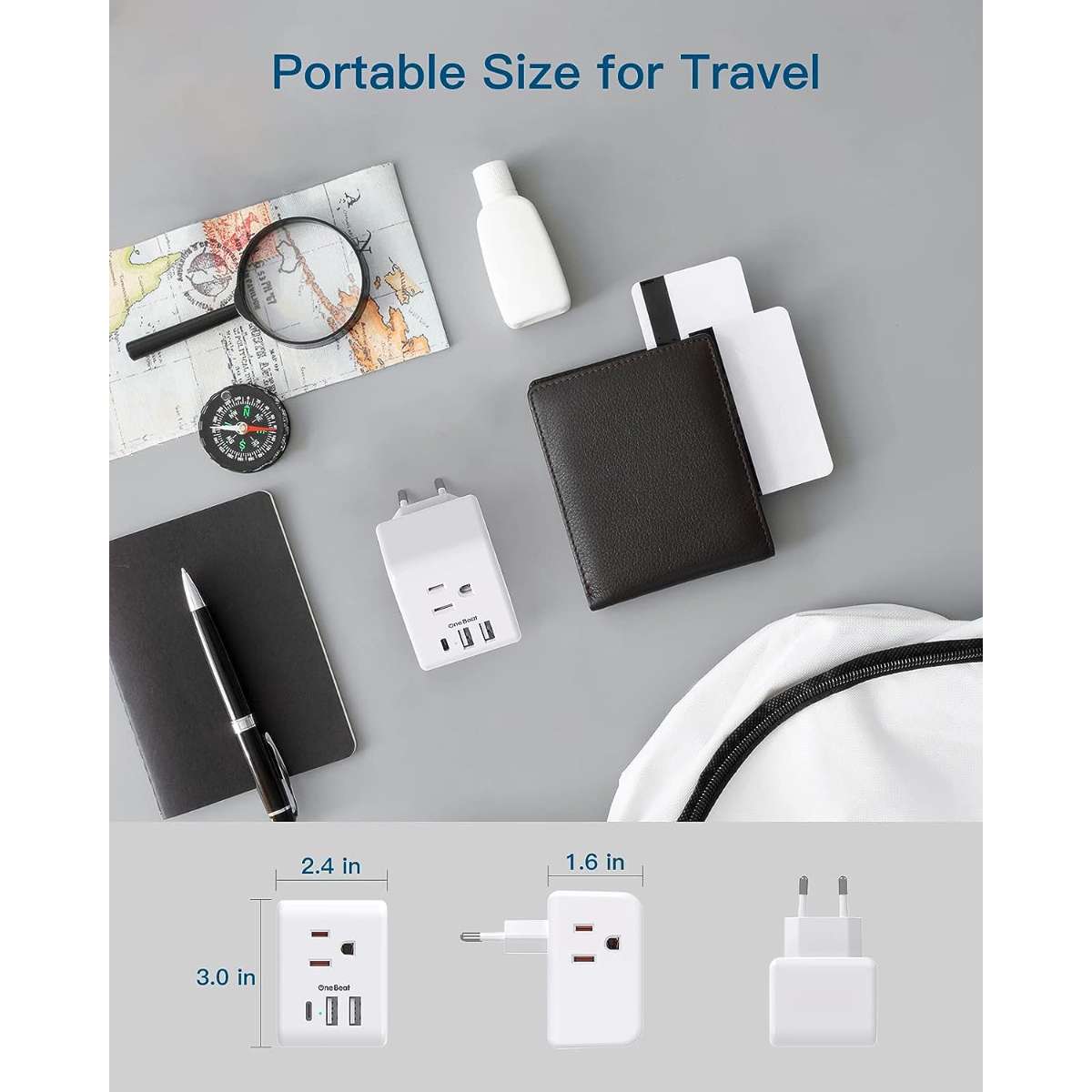 2-pack European travel plug adapter
