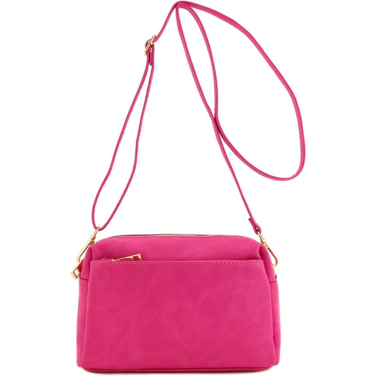 FashionPuzzle Triple Zip Small Crossbody Bag