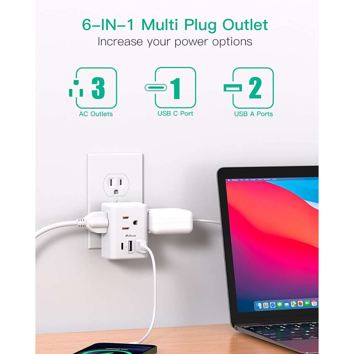Socket Extender Multi Plug Socket - with 3 USB ports