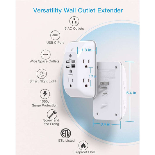 Socket extenders with night lights, multi-plug sockets