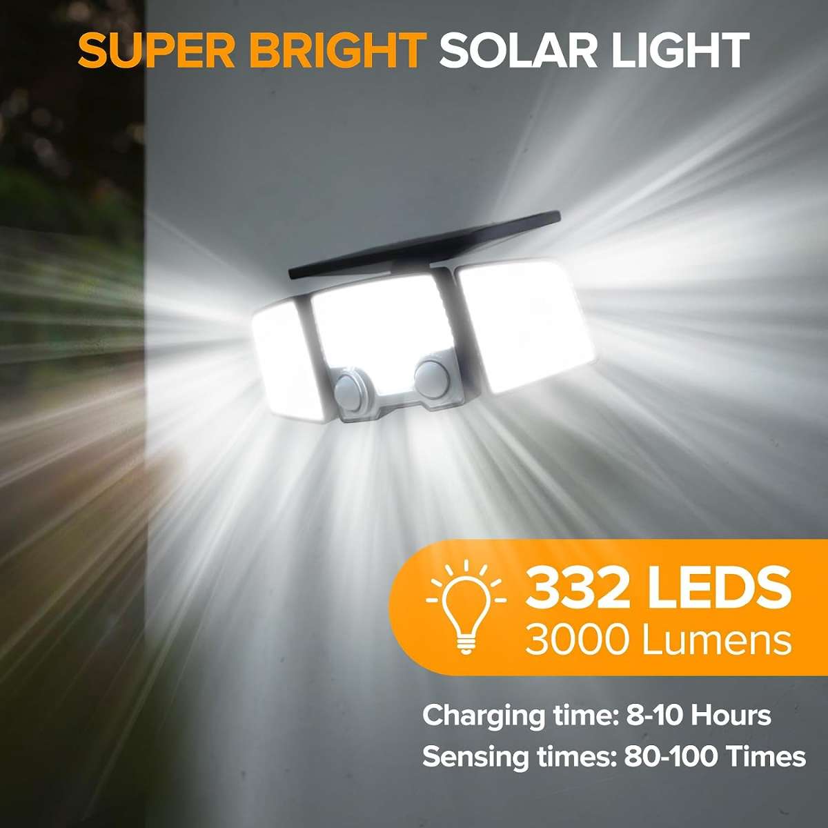 UME Solar Outdoor Light 332 LED 7000K, 2 pack