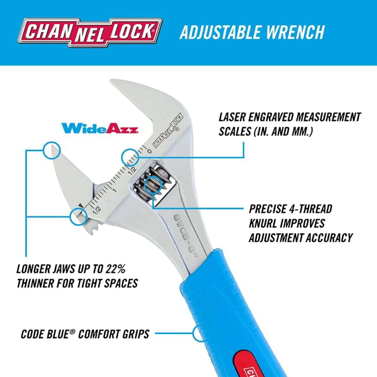 Channellock 8WCB 8" wide Azz adjustable wrench