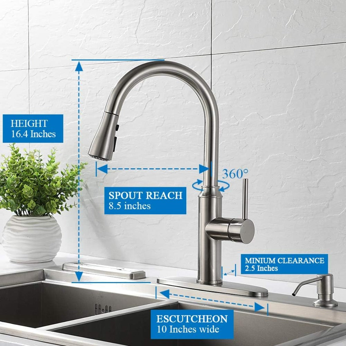Arofa pull-down sprayer - brushed nickel kitchen faucet