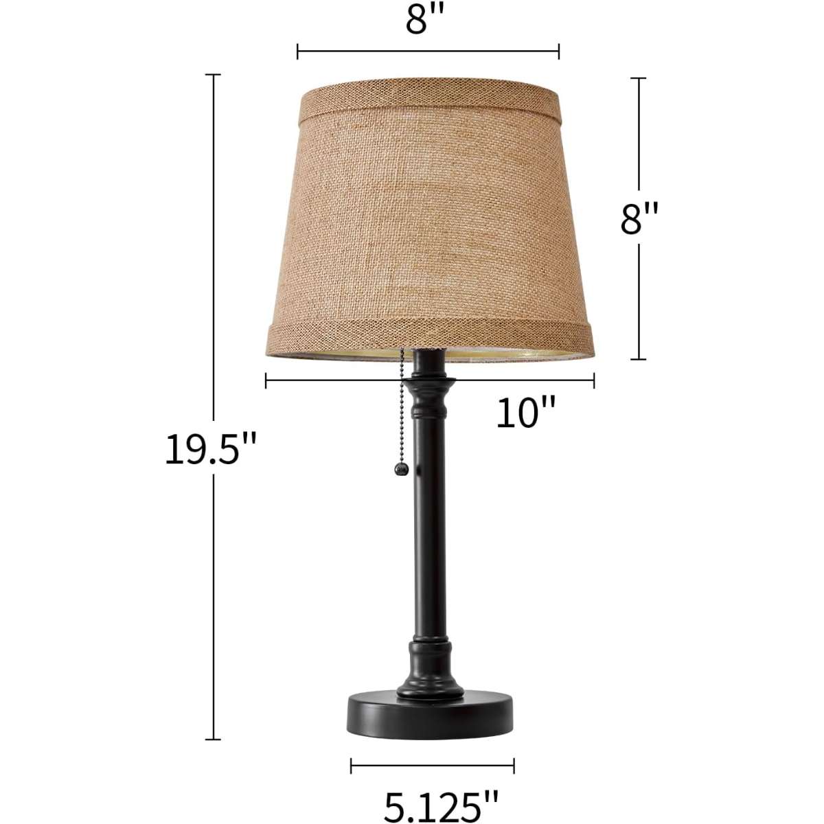 Oneach 19.5 inch bedroom small table lamp