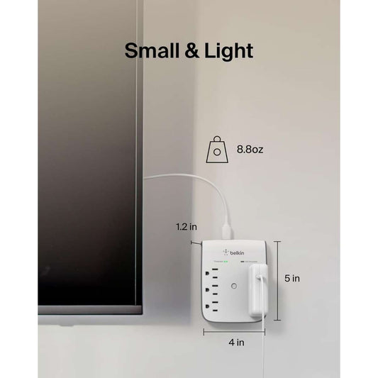 Belkin 6 Socket Wall Surge Protector - 900 Joules Protection