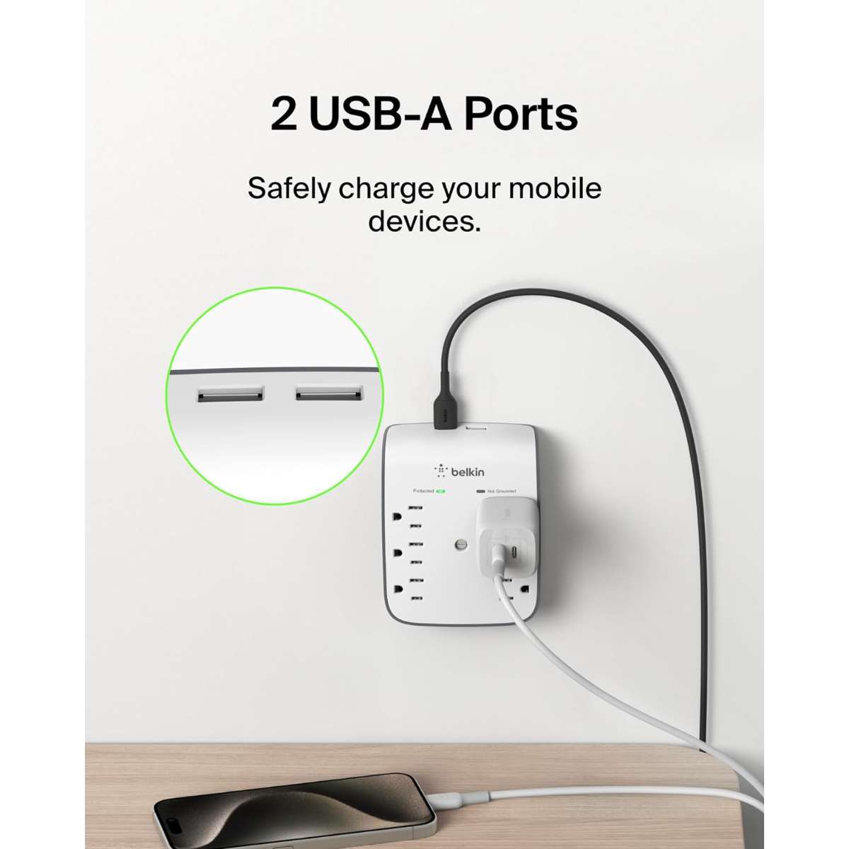 Belkin 6 Socket Wall Surge Protector - 900 Joules Protection