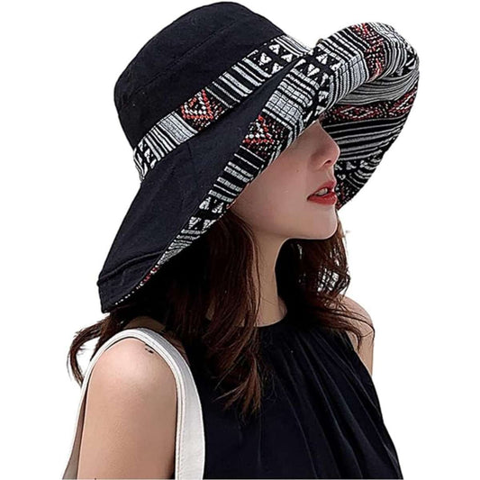 Women's wide-brimmed sun hat metal wired-brimmed beach hat