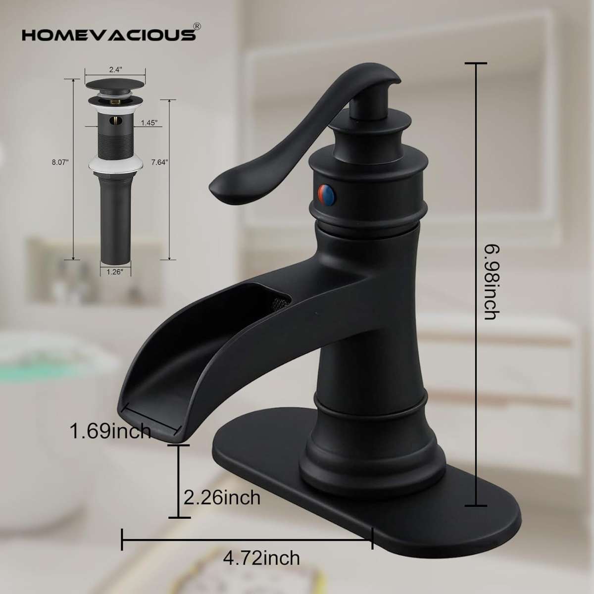 Black bathroom faucet matte waterfall sink faucet