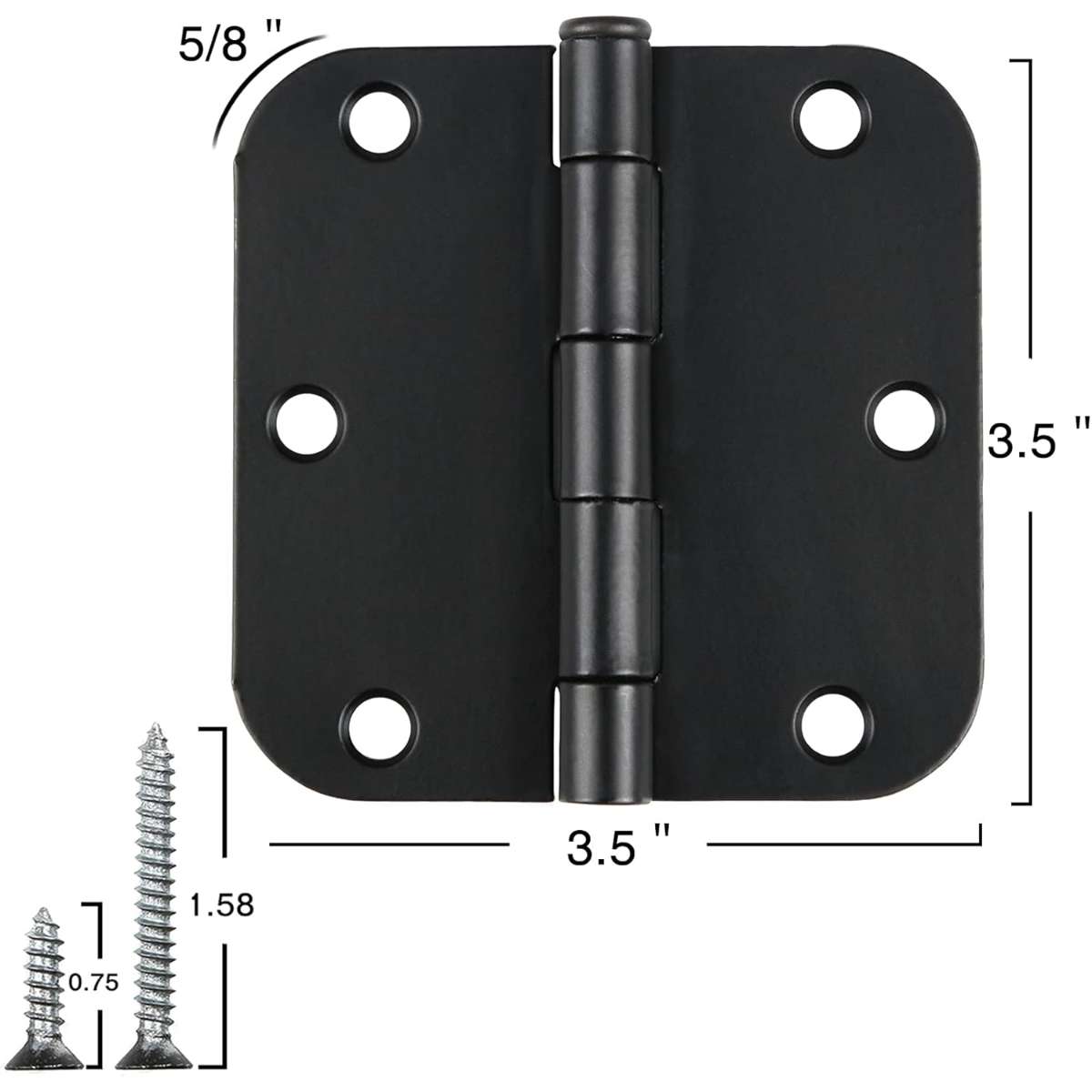 30-pack round matte black door hinges