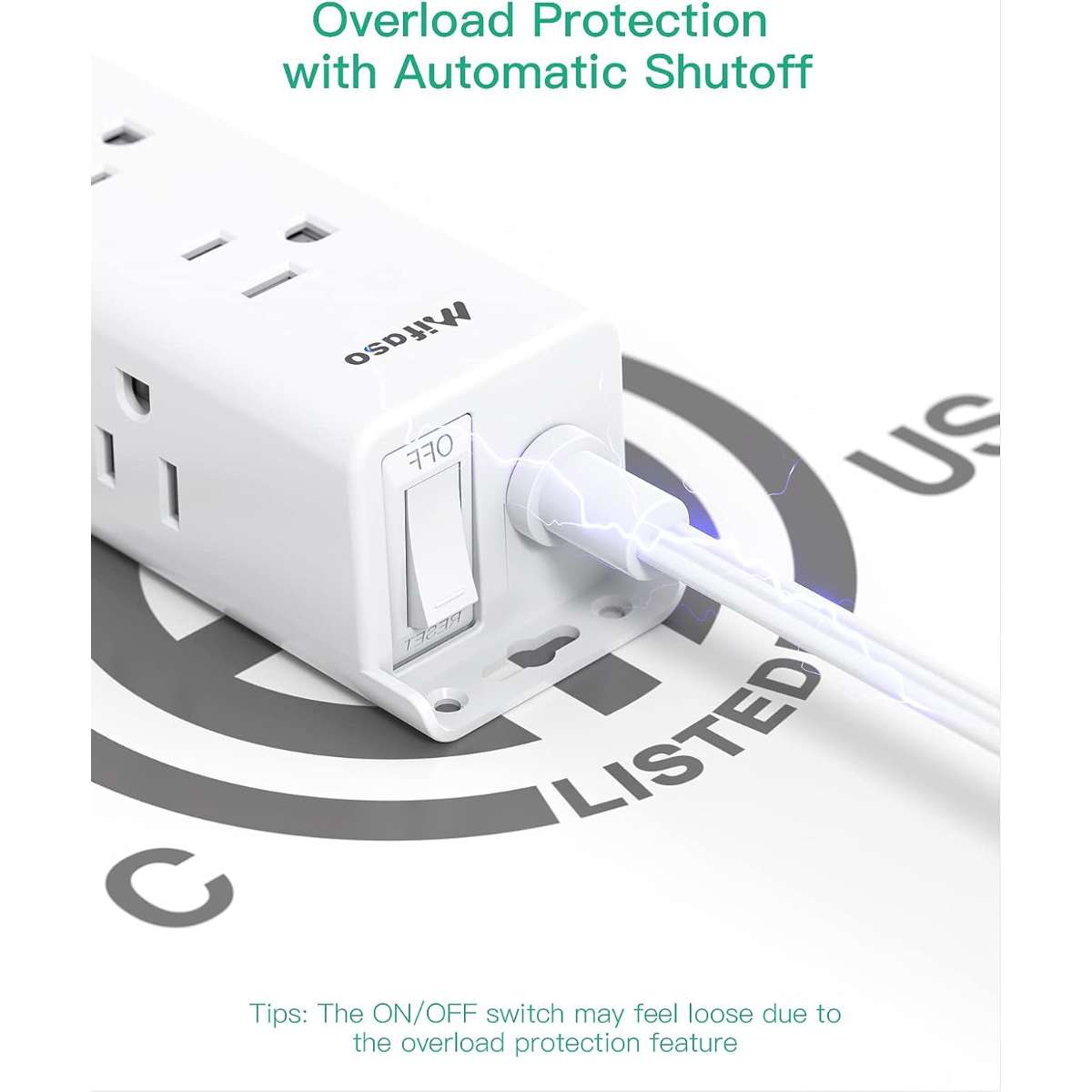 Surge Protector Power Strip - 9 wide pitch multi-outlets