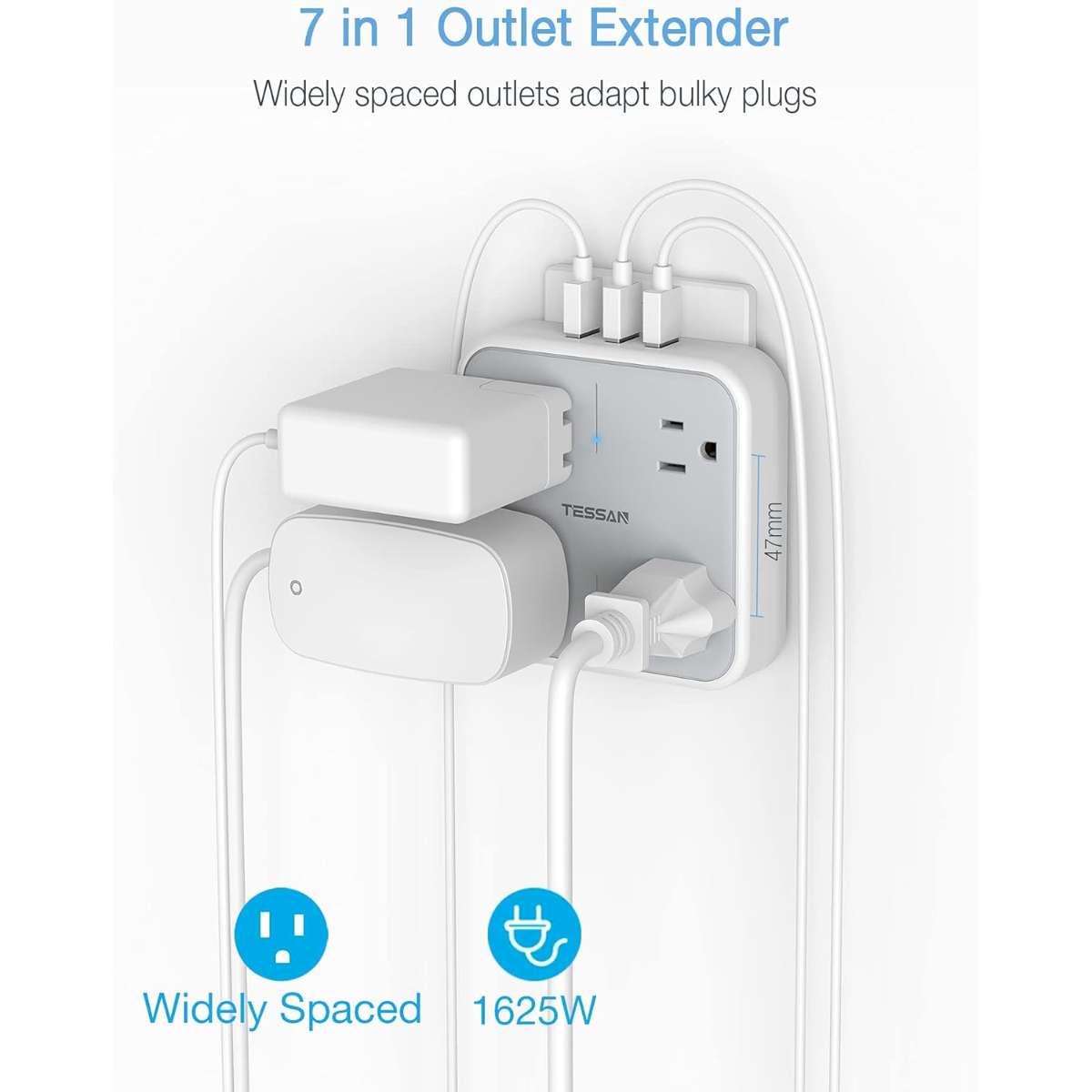 Multi-plug socket extender with USB