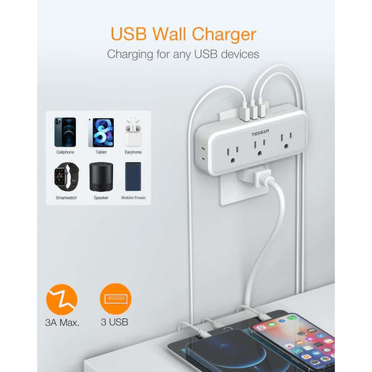 Multi-Plug Socket Distributor, TESSAN Surge Protector 5 Socket Extenders