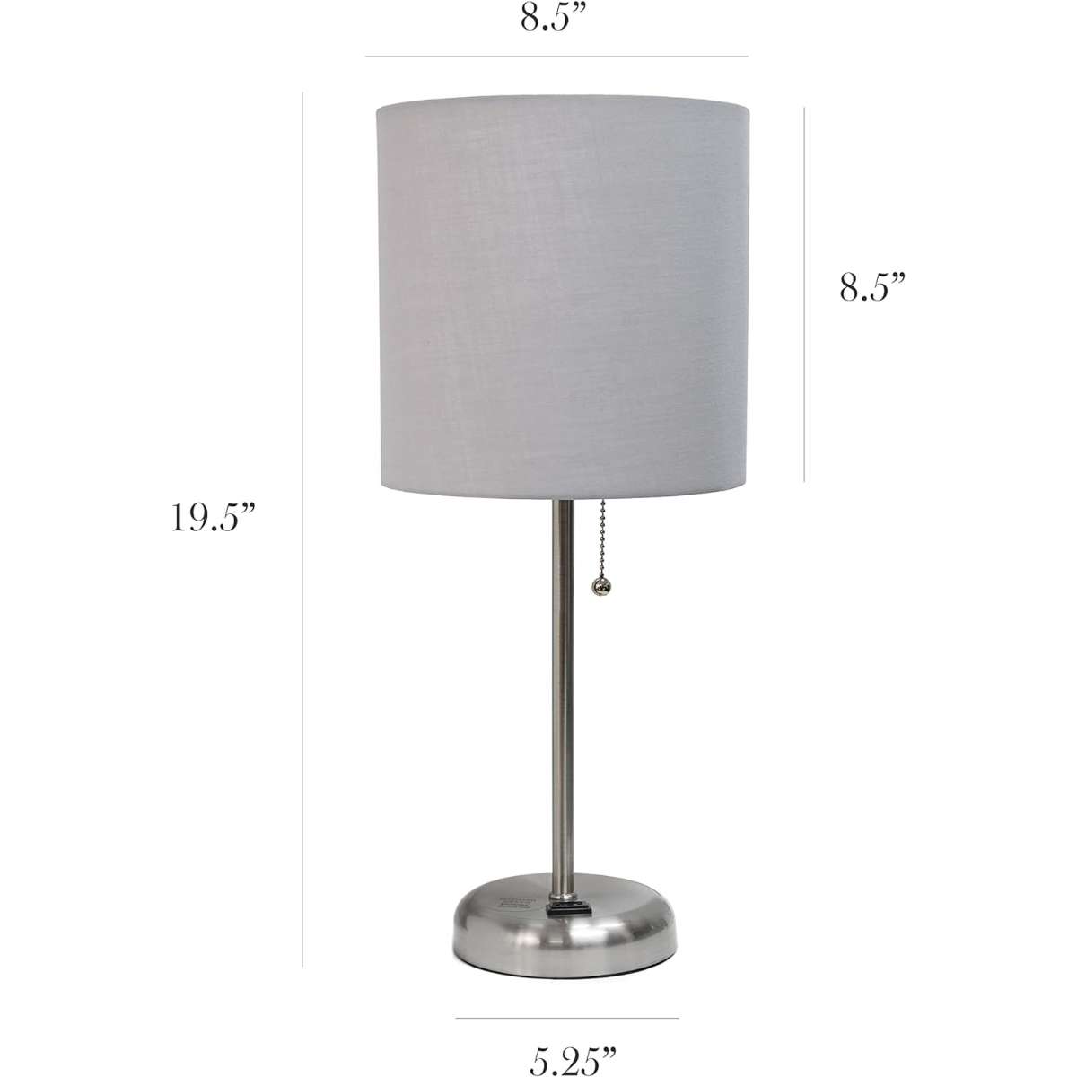 Simple Design LT2024-GRY Table Lamp with Grey Shade