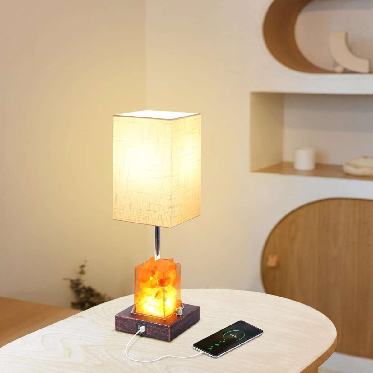 Dott Arts Touch Table Lamp with USB port and AC power outlet