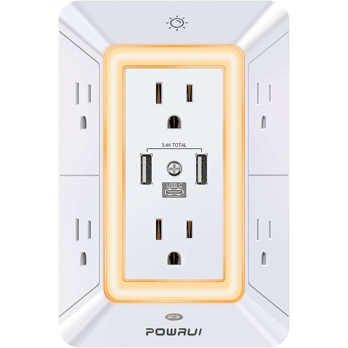 Multi-Plug Socket Surge Protector - White, ETL listed