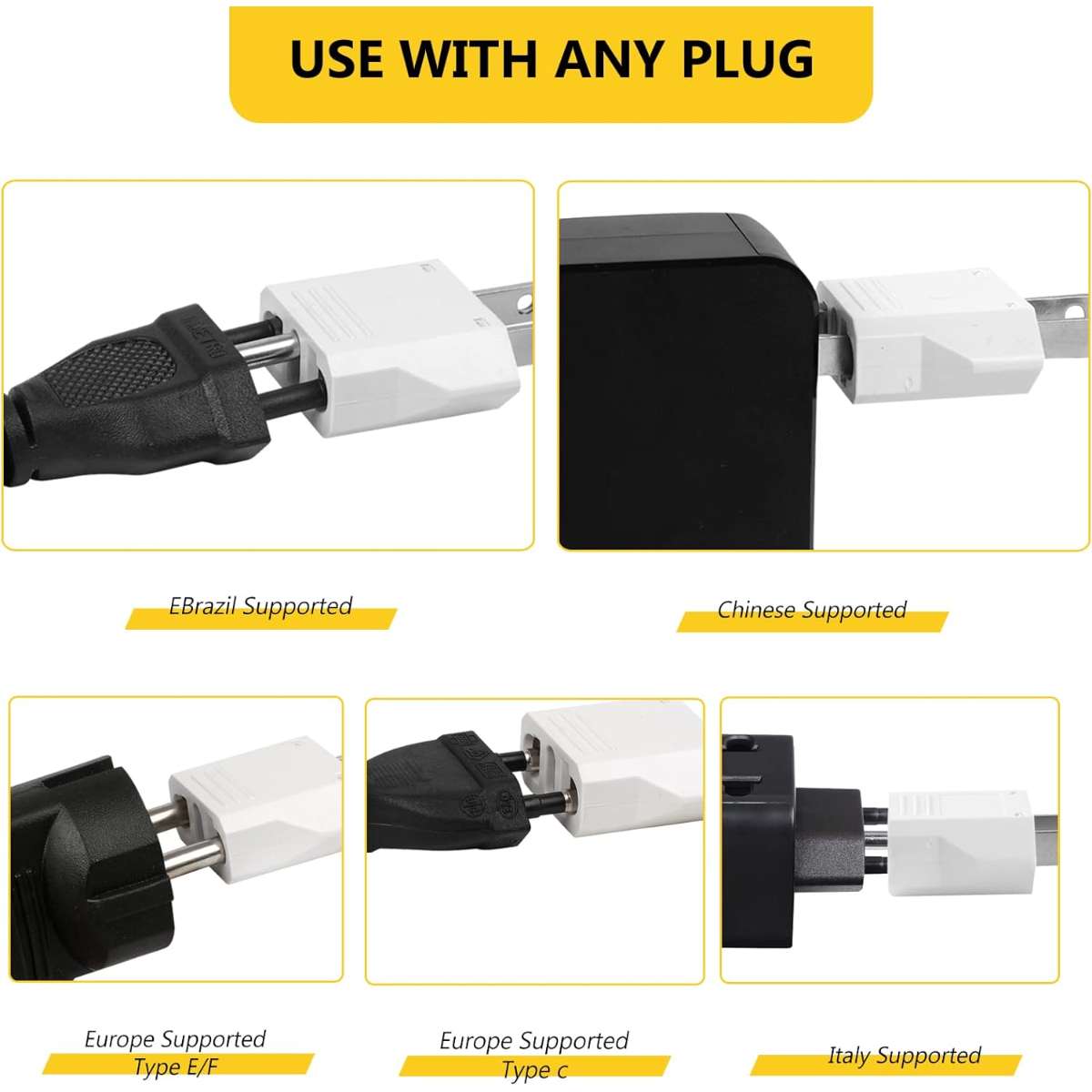 6-Pack Euro to United States Plug Adapter (White)