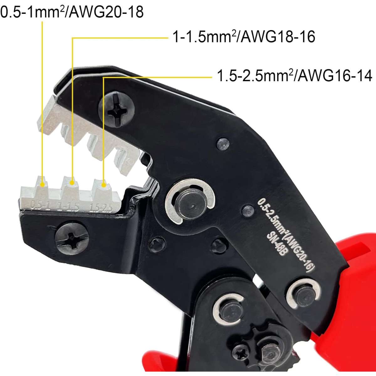 Crimping tool with ratchet for 20-14 AWG crimping pliers