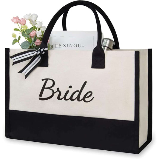 Topdesibin bridal canvas tote bag