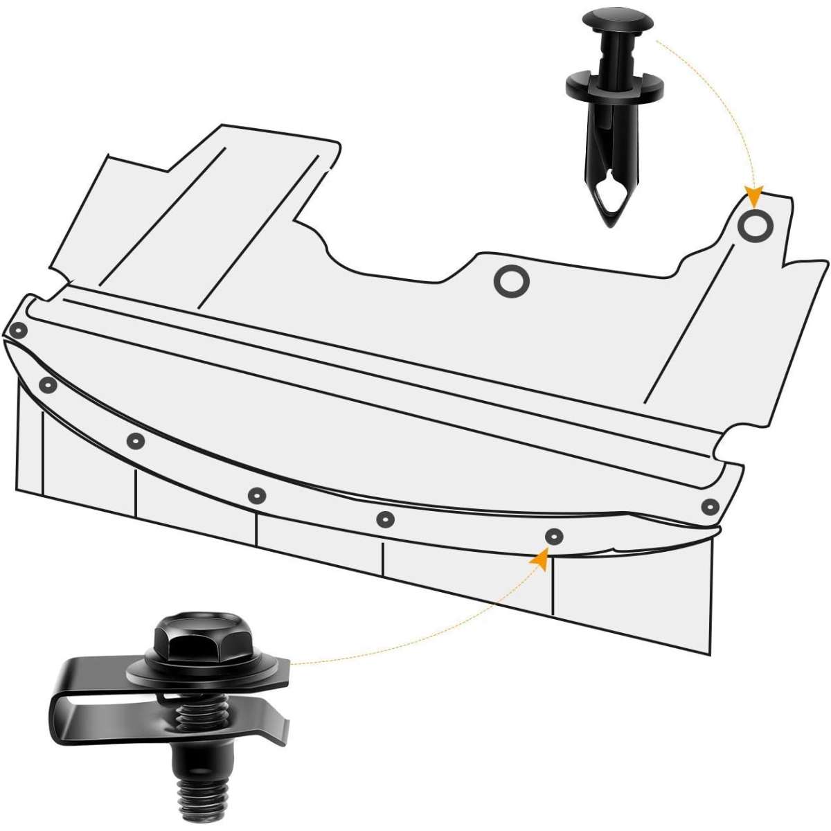 GOOACC GRC-70 35PCS Fixing Fastener Rivet Clip, Black