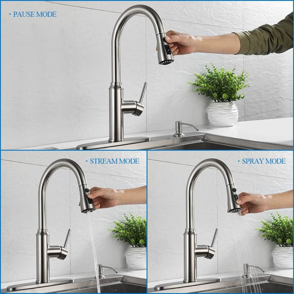 Arofa pull-down sprayer - brushed nickel kitchen faucet