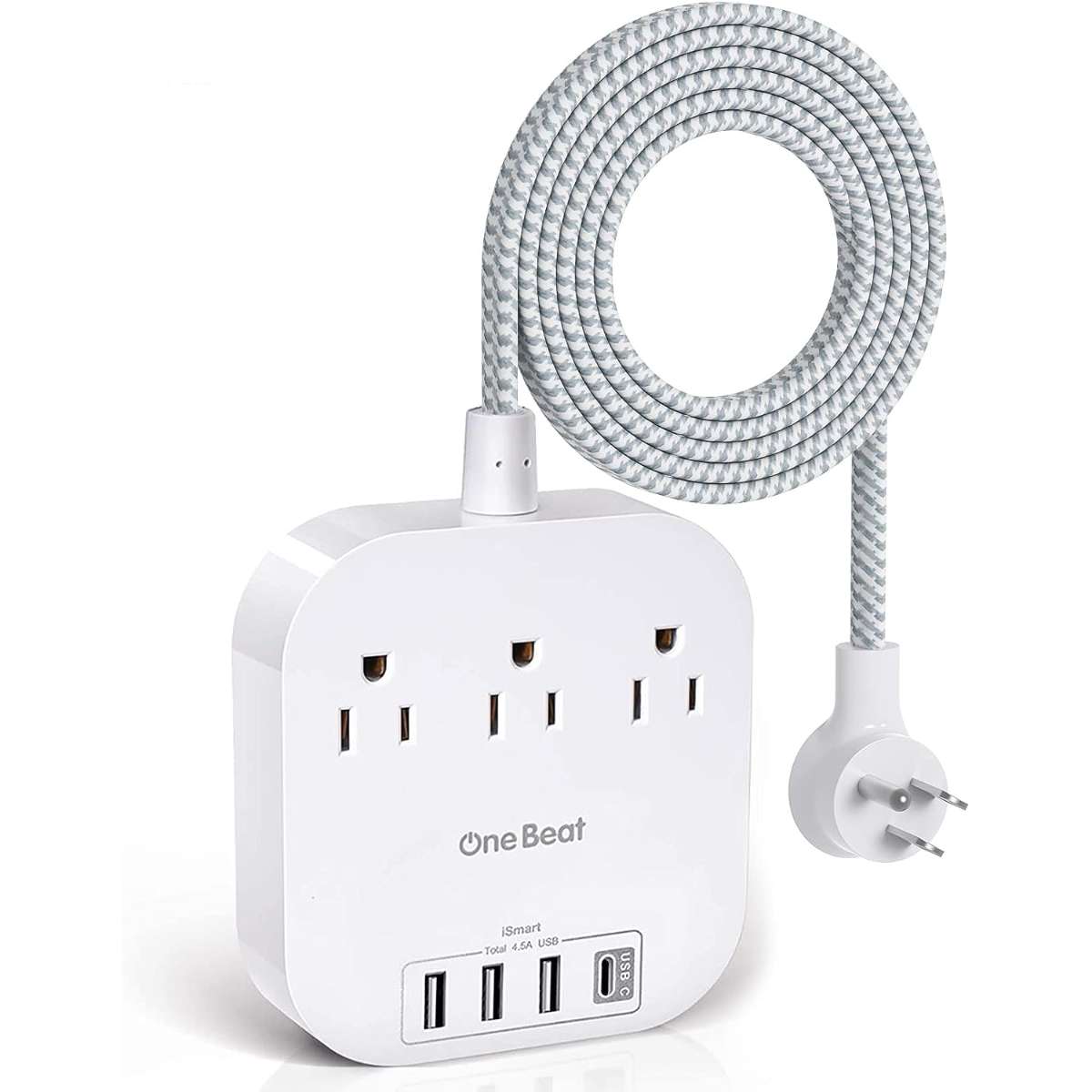 Power strip with USB C, 3 sockets 4 USB ports