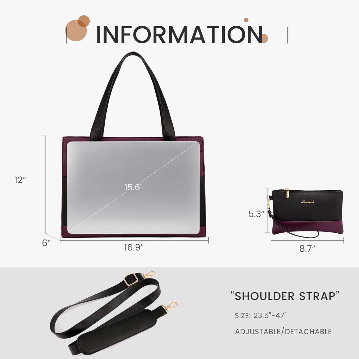 LOVEVOOK Women's Laptop Bag 15.6 inches