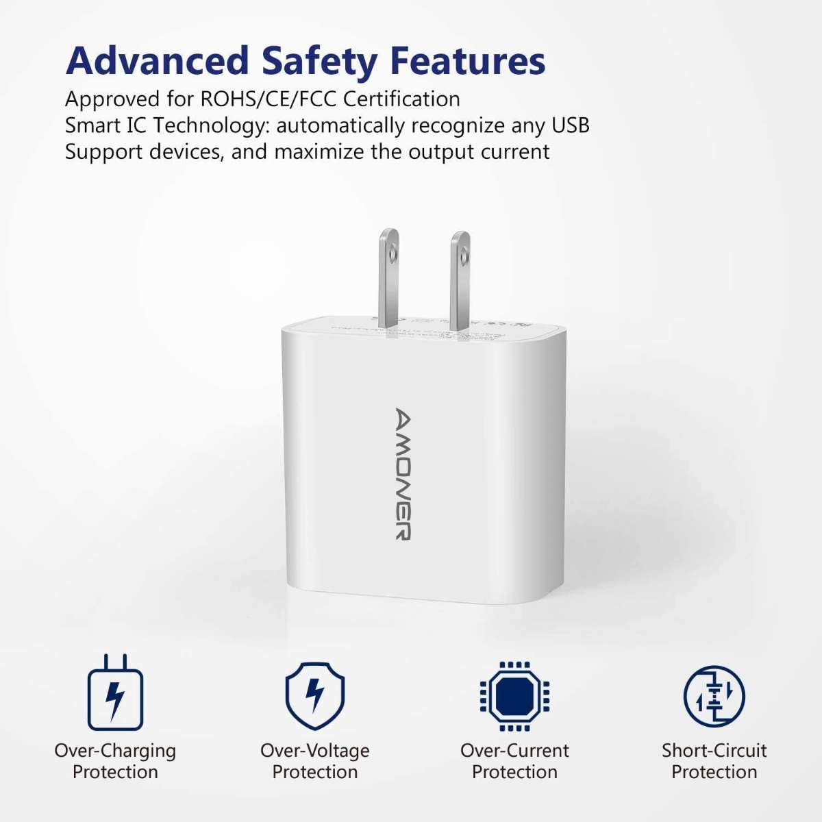 Amoner USB Wall Charger, 2-Pack Upgrade 15W 3-Port USB Charging Block
